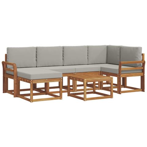 Set di divani da esterno 7 pcs Grigio Naturale e Chiaro - Foto 1