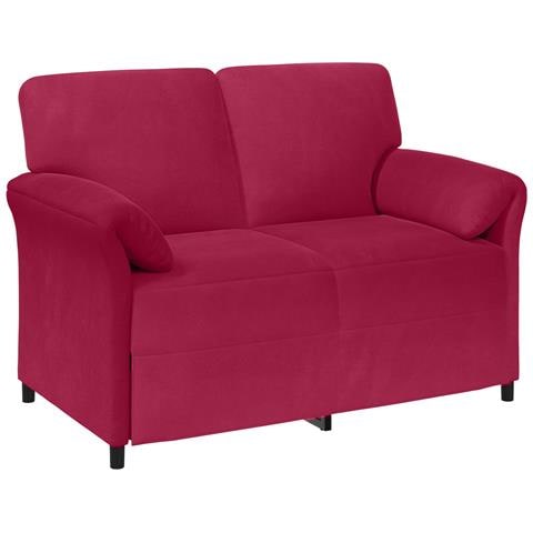 Divano a 2 Posti Rosso Vino 138 x 83 x 95 cm Velluto - Foto 1