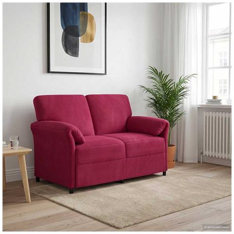Divano a 2 Posti Rosso Vino 138 x 83 x 95 cm Velluto - Foto 2