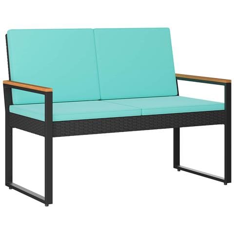 Panchina da esterno Nero e Turchese 107 x 61 x 80 cm polyrattan - Foto 1