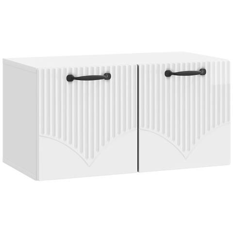Mobile Porta TV da Muro Bianco Lucido 59,5 x 31 x 30 cm - Foto 1