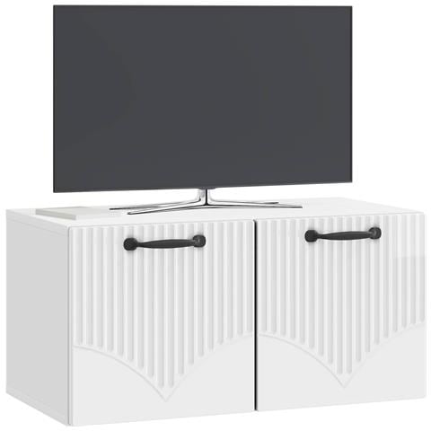 Mobile Porta TV da Muro Bianco Lucido 59,5 x 31 x 30 cm - Foto 2