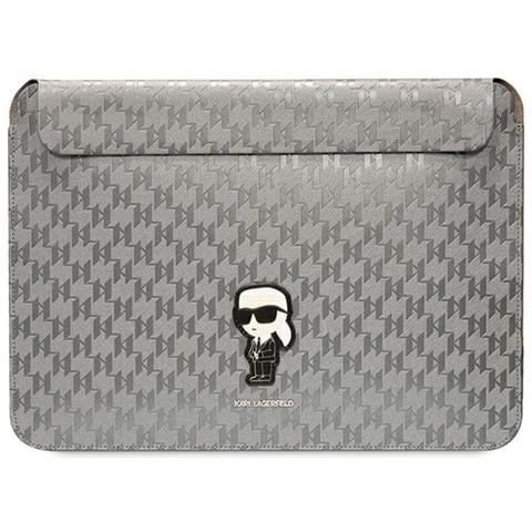 Karl Lagerfeld Saffiano Monogram Iconic 14 Custodia Per Laptop - Argento - Foto 1