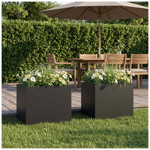 Vaso da giardino 2 pz Nero 40 x 30 x 30 cm - Foto 2