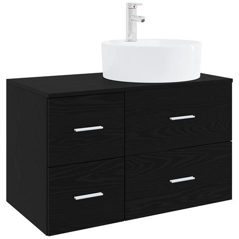Set di mobili per il bagno 2 pz Rovere Nero - Foto 1