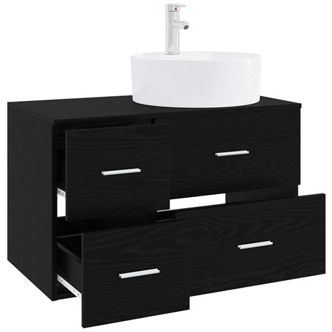Set di mobili per il bagno 2 pz Rovere Nero - Foto 9