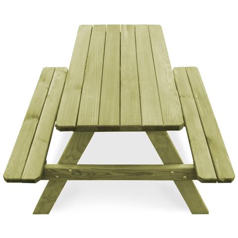 Tavolo da Picnic per Bambini con Panche 90x90x58 cm in Pino - Foto 7