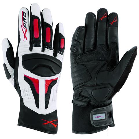 Guanto Sportivo Moto Touring Pelle Enduro Motard Motociclismo Bianco / rosso L - Foto 1