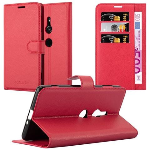 Custodia Compatibile Con Sony Xperia Xz2 In Rosso Carminio - Coperchio Protettiva Con Chiusura Magnetica, Funzione Stand E Tasca Per Le Carte - Foto 1