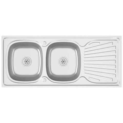 Lavello da Cucina Doppia Vasca Argento 1200x600x155 mm Acciaio - Foto 1