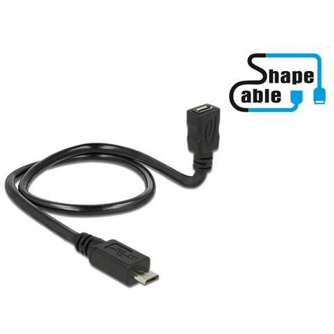 0.5m, 2xUSB2.0 Micro-B, Micro-USB B, Micro-USB B, Maschio / femmina, Dritto, Dritto, Nickel / Gold - Foto 1