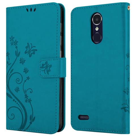 Cadorabo Custodia Compatibile Con Lg K8 2017 Eu In Blu Fiore - Coperchio Protettivo In Design Floreale Con Chiusura Magnetica, Funzione Stand E Slot Per Carte - Foto 8