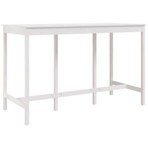 Tavolo da Bar Bianco 180x80x110 cm in Legno Massello di Pino - Foto 1