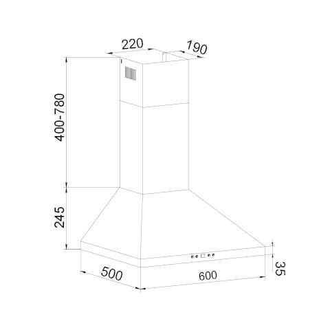 Cappa a Parete GHP664IX Aspirazione 729 m³ /h Filtri carbone 2 spot led da 4 W - Foto 3