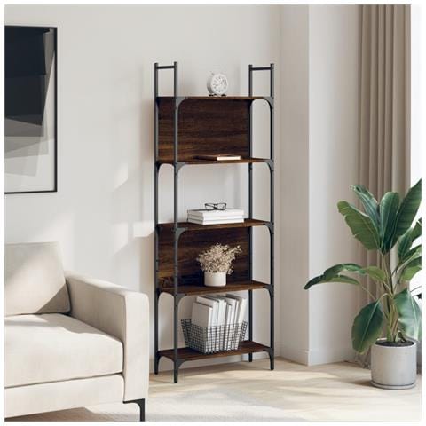 Libreria 5 Ripiani Rovere Marrone 60,5x24x166,5 Cm Multistrato - Foto 3