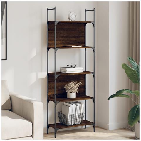 Libreria 5 Ripiani Rovere Marrone 60,5x24x166,5 Cm Multistrato - Foto 1
