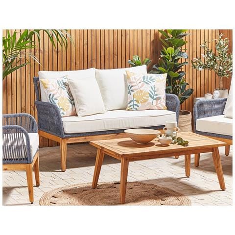 Set Di 2 Cuscini Da Giardino Con Motivo A Foglie 45 X 45 Cm Tegea - Foto 1