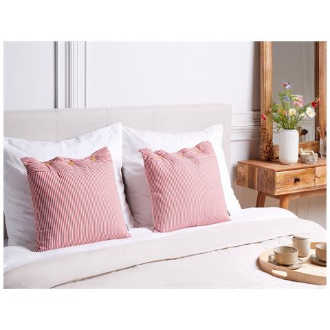 Set Di 2 Cuscini Aalita Cotone 45 X 45 Cm Rosso A Strisce - Foto 1