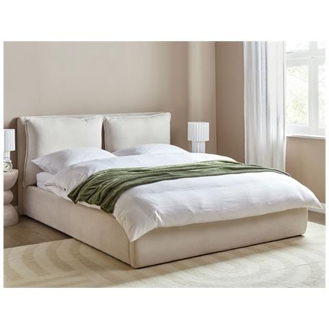 Letto Matrimoniale Contenitore Tessuto Beige Chiaro 160 X 200 Cm Bajonna - Foto 1