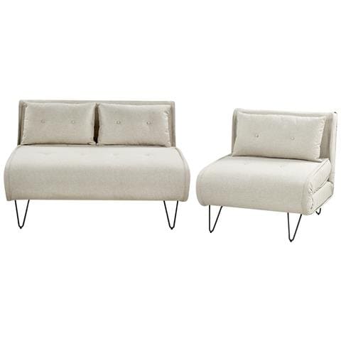 Set Da Salotto 3 Posti Vestfold Tessuto Beige Chiaro - Foto 2