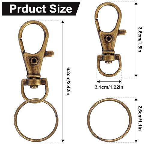 Confezione Da 60 Ganci Portachiavi In Bronzo Con Anelli Portachiavi Bronze - Foto 2