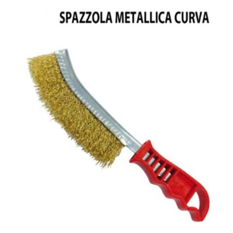 Spazzola Metallica Curva Per Ferro Smeriglia Barbeque Bricolage Acciaio Ottonato - Foto 1