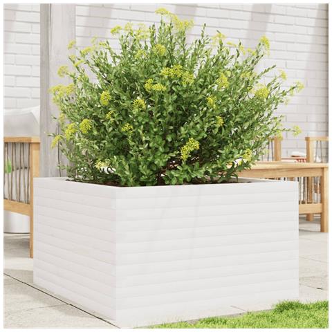 Fioriera Da Giardino Bianca 80x80x45,5cm Legno Massello Di Pino - Foto 1