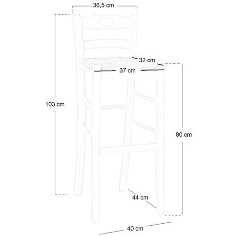 Sgabello Da Bar In Legno Noce Scuro H 80 Cm Con Manico E Seduta In Paglia - Foto 2