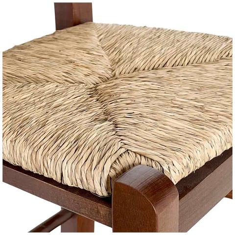 Sgabello Da Bar In Legno Noce Scuro H 80 Cm Con Manico E Seduta In Paglia - Foto 5