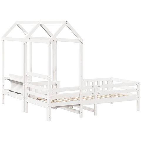 Giroletto con Panca e Tetto Bianco 100x200 cm in Legno di Pino - Foto 2