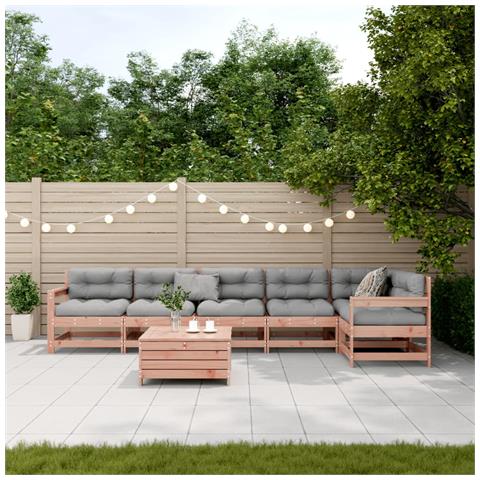 Set Divani Giardino 7 Pz Con Cuscini Legno Massello Di Douglas - Foto 3