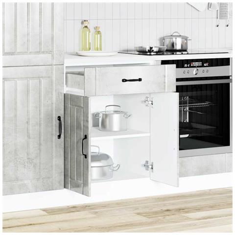 Base Da Cucina Lucca Grigio Cemento In Legno Multistrato - Foto 3