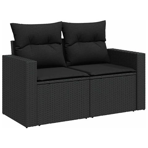Set Divani Da Giardino Con Cuscini 8 Pz Nero In Polyrattan - Foto 2