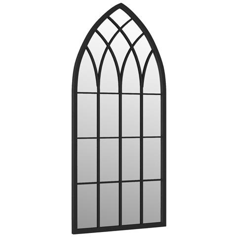 Lusso Casadino -  Specchio Da Giardino Nero 70x30 Cm In Ferro Per Uso Esterno - Foto 1