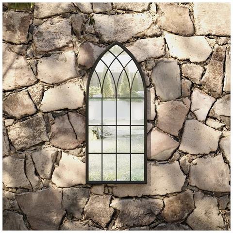 Lusso Casadino -  Specchio Da Giardino Nero 70x30 Cm In Ferro Per Uso Esterno - Foto 6