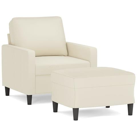 Poltrona con Poggiapiedi Crema 60 cm in Velluto - Foto 1