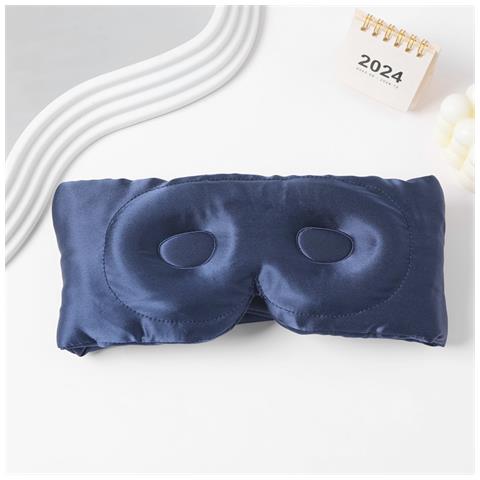 Mascherina Per Occhi In Seta A Doppia Faccia Per Dormire E Viaggiare Navyblue - Foto 4