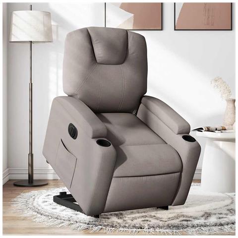 Poltrona Alzapersona Reclinabile Elettrica Tortora in Tessuto - Foto 2