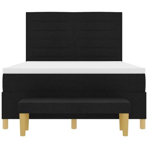 Letto con Box Spring con Materasso e Panchina Nero 140x200 cm Tessuto - Foto 9