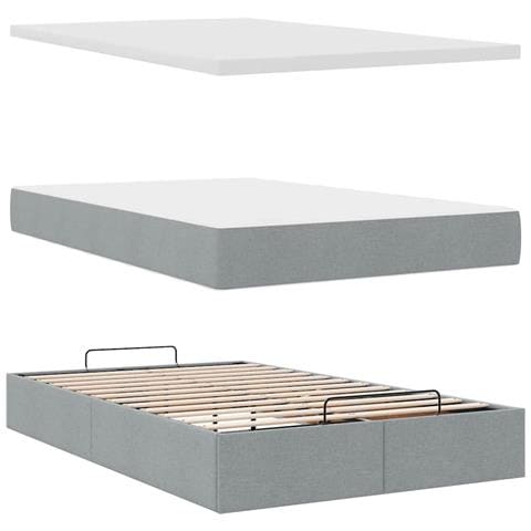 Pouf Letto con Materasso Grigio Chiaro 120x190 cm in Tessuto - Foto 9