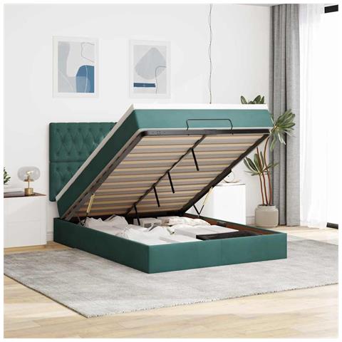 Struttura Letto Pouf con Materassi 140x200 cm in Velluto - Foto 2