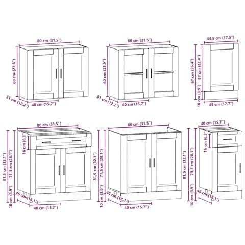 Set Mobili da Cucina 7 pz Kalmar Bianco Legno Multistrato - Foto 9