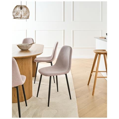 Set Di 4 Sedie Da Pranzo Crandall Tessuto Beige - Foto 1