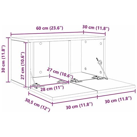 Set mobile TV 4 pcs rovere artigianale 60 x 30 x 30 cm - Foto 8