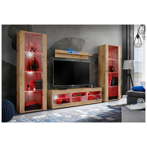 Komodee, Set di mobili porta TV Tivoli Grande RTV, Wotan, LED RGB, Larghezza 250 cm x Altezza 159 cm x Profondità 35 cm, Per soggiorno, Camera da letto - Foto 2