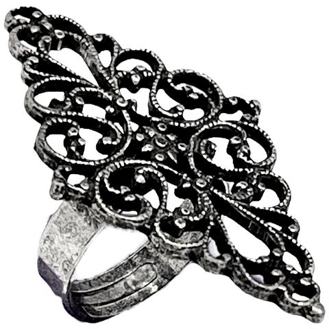 Anello Vintage A Rombo In Argento Invecchiato 10µ - Foto 1