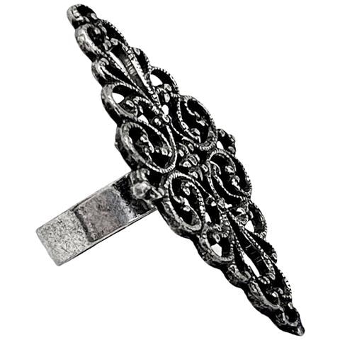 Anello Vintage A Rombo In Argento Invecchiato 10µ - Foto 2