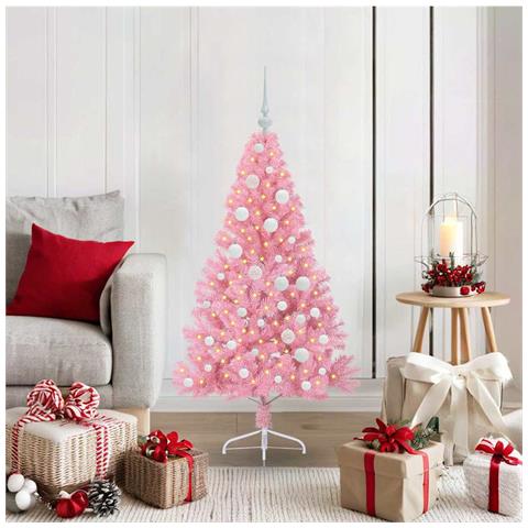Albero di Natale artificiale con luci integrate Rosa 120 cm PVC - Foto 2