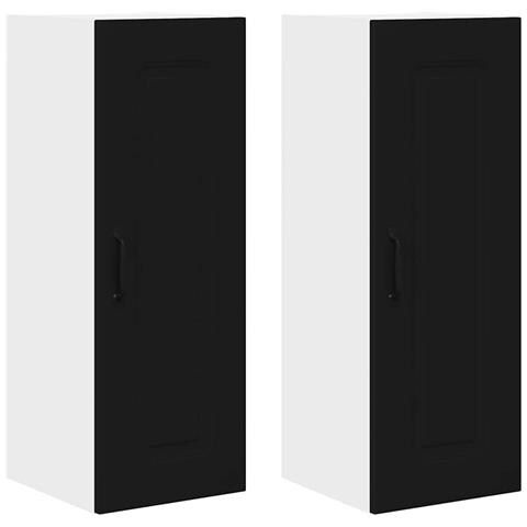 Pensile cucina 2 pcs Nero 30 x 31 x 80 cm Legno multistrato - Foto 1