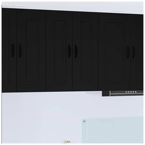 Pensile cucina 2 pcs Nero 30 x 31 x 80 cm Legno multistrato - Foto 2